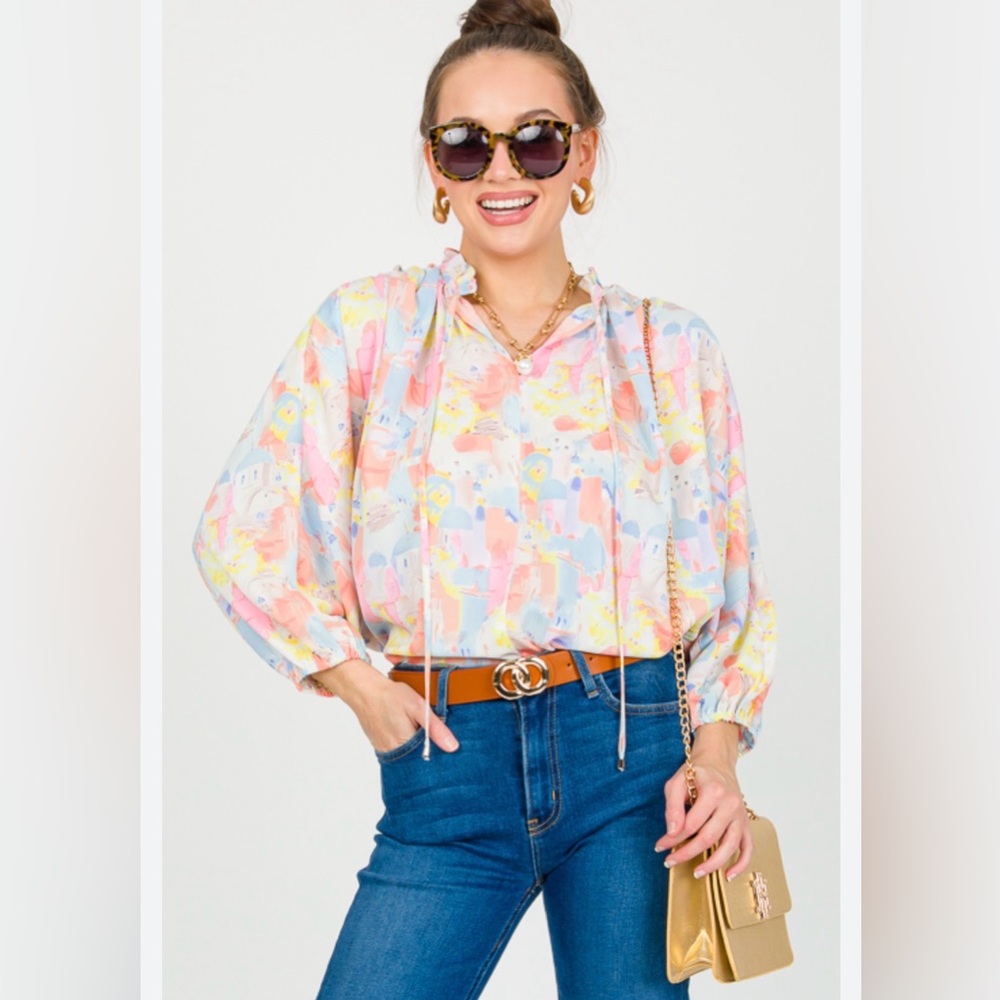 Entro Pastel Abstract Blouse